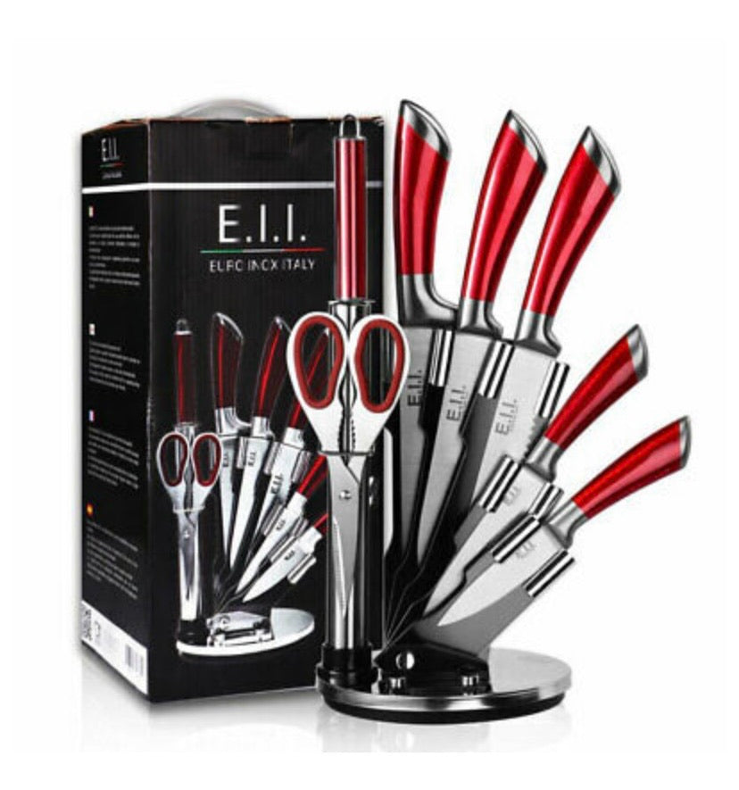 Kitchen Knife 8pc Block Set Microsharp Knives Stainless Steel Gift Scissor