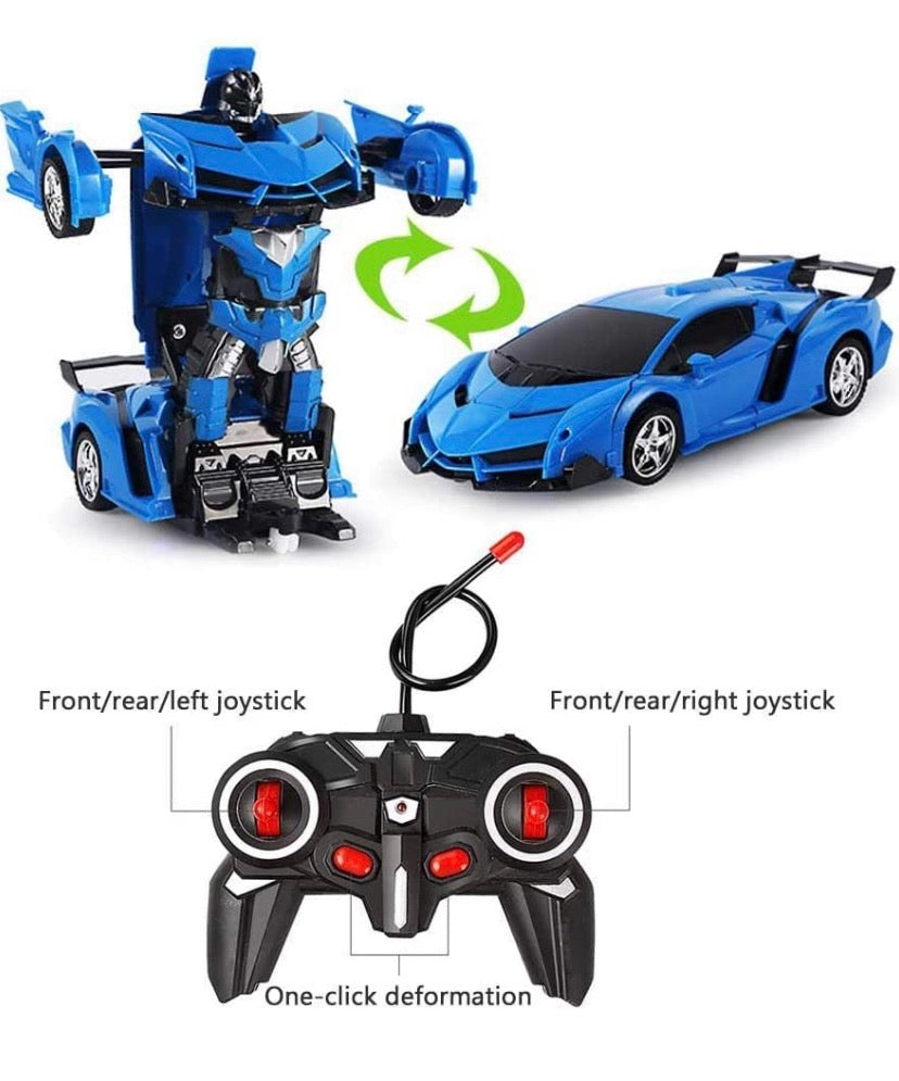 RC Car for Kids, 1:18 Transform Car Robot, 2.4GHz Rechargeable 360°Rotating Drifting Realistic Engine Sounds Remote Control Toy Car, Best Kids and Adults (Blue)