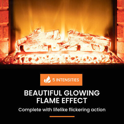 65cm Electric Fireplace Heater Built In Flame Effect Remote Recessed