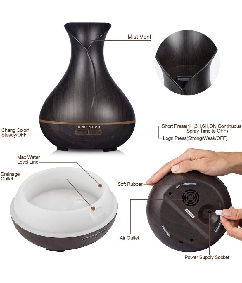 Essential Oil Diffuser- Dark Wood Grain