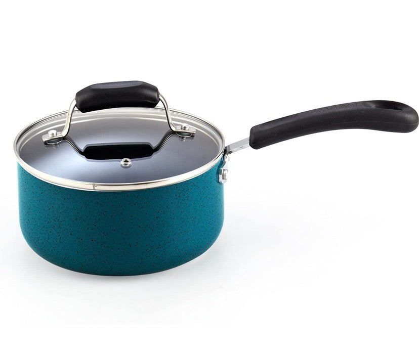 Cook N Home 02588 12-Piece Stay Cool Handle, Turquoise Nonstick Cookware Set