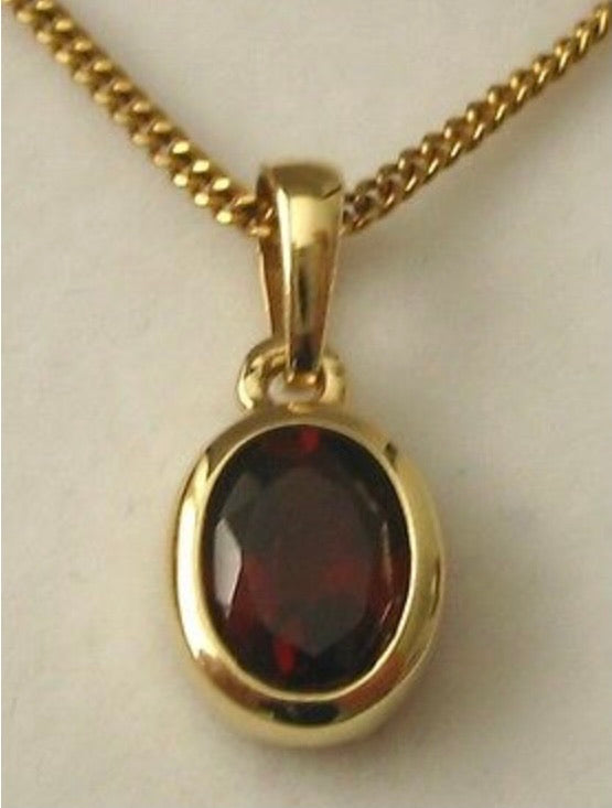 Genuine Solid 9K 9ct Yellow Gold Natural Garnet Pendant