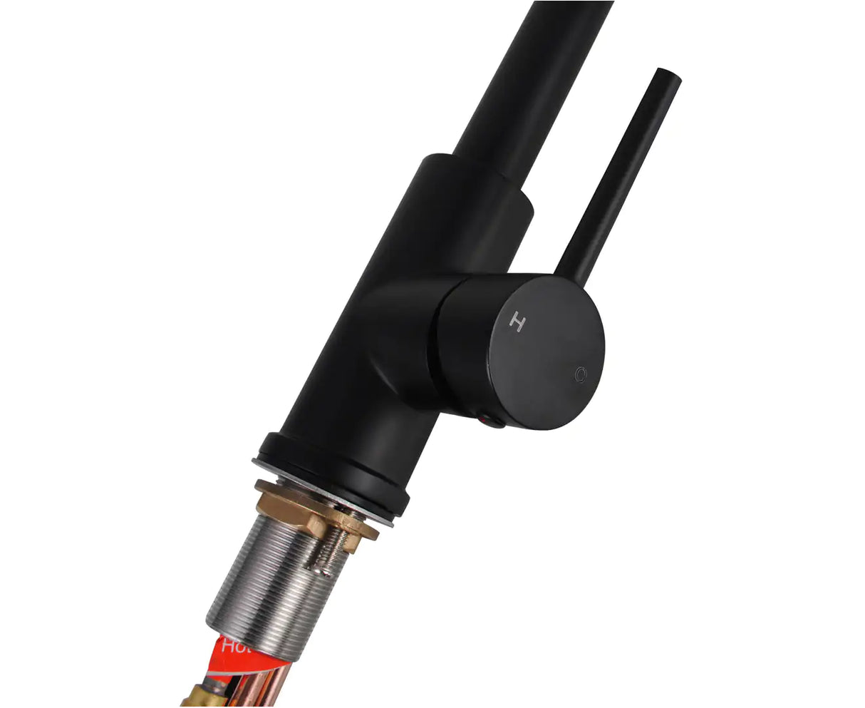 Black Solid Brass Round Pull Out Mixer Tap 360 Swivel Bar Sink Faucets