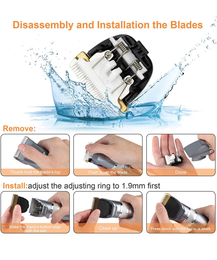 Dog Clippers 2 in 1, Cordless Pet Clippers with Small Trimmer Blade, Eocean 13 Pcs Pet Dog Grooming Kits with Detachable Blades, Dog Trimmer with Nail Tools, 5 Speeds