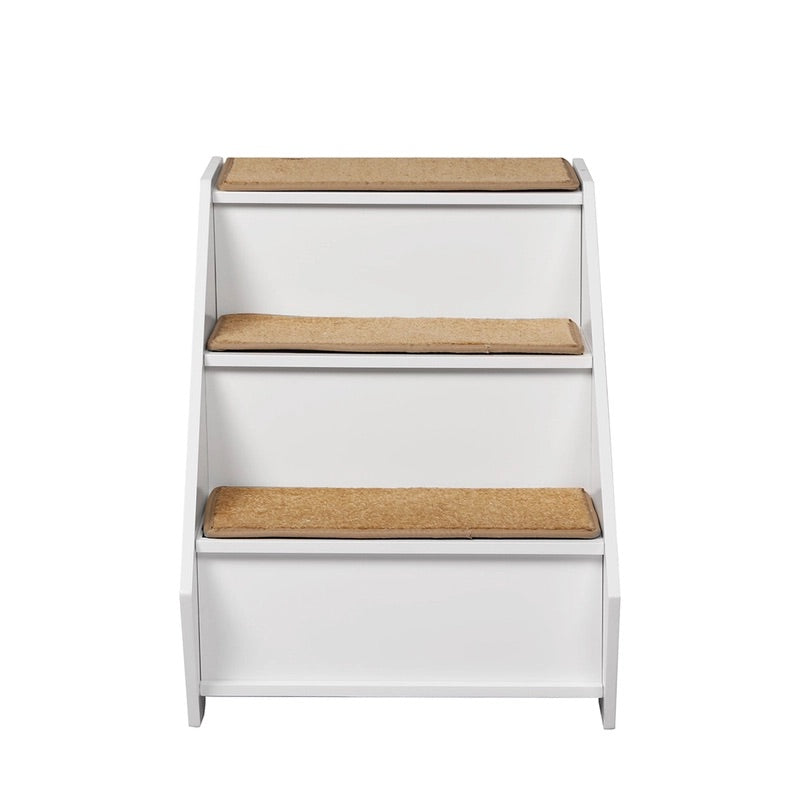 Wooden Dog Ramp Stairs Steps for Bed Pet Calming Kennel Non-Slip White