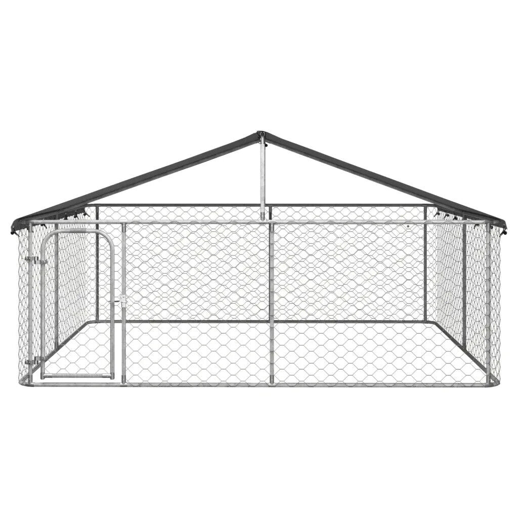 Large Outdoor Dog Kennel Steel Enclosure Pet Run Puppy Playpen House Cage Roof