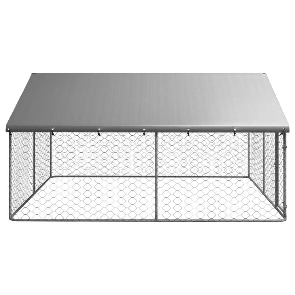 Large Outdoor Dog Kennel Steel Enclosure Pet Run Puppy Playpen House Cage Roof