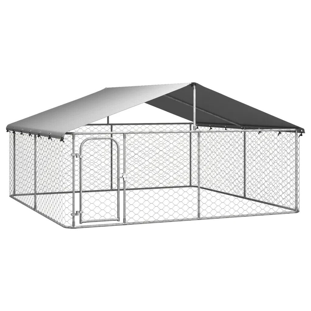 Large Outdoor Dog Kennel Steel Enclosure Pet Run Puppy Playpen House Cage Roof