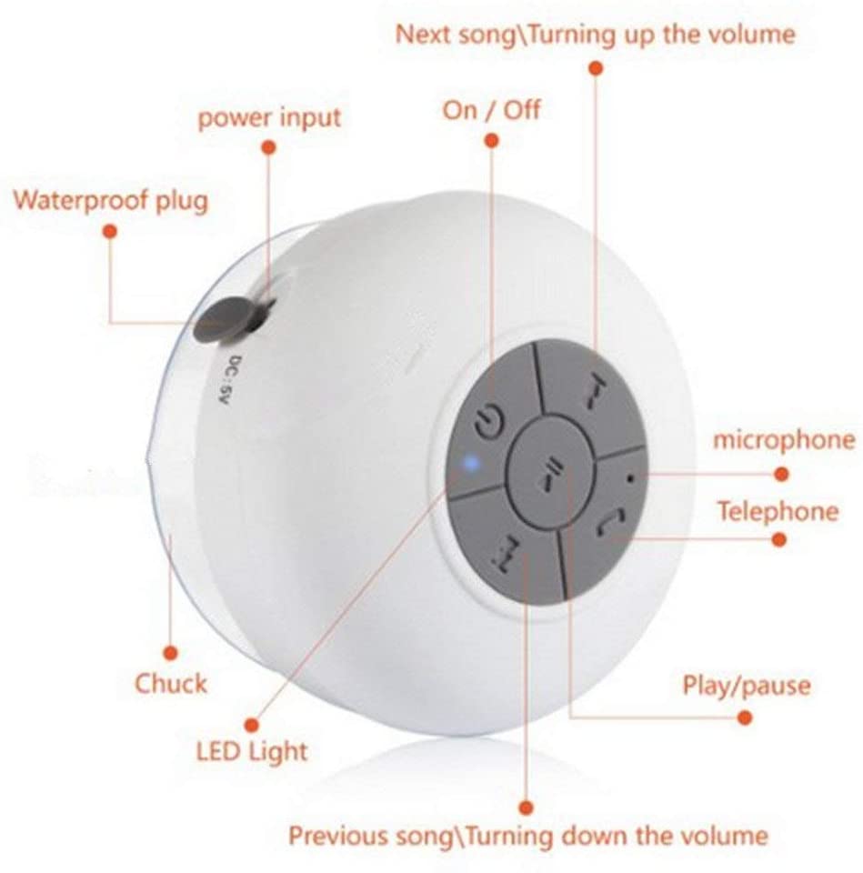 Portable Waterproof Shower Speaker-White
