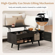Lift-Top Coffee Table with Hidden Cabinet & Open Shelf