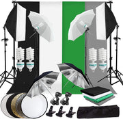Complete 2700W Photography Studio Lighting Kit with 4 Backdrops
