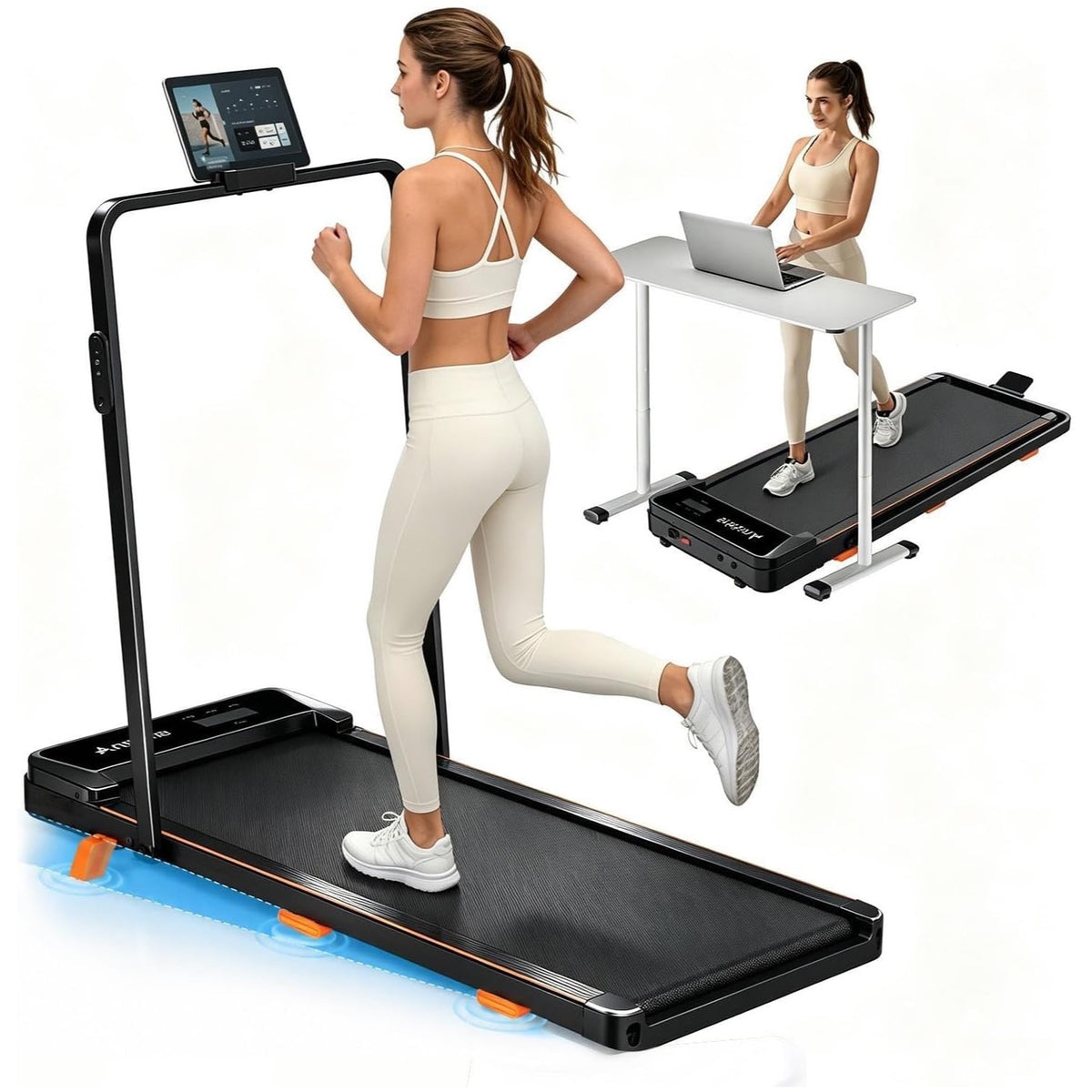 3-in-1 Foldable Walking Pad Treadmill with 8% Incline & Handrail
