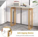 110cm Console Table, Faux Marble Sofa Table w/Sturdy Metal Legs, Adjustable Feet, Modern Entryway Table, Perfect for Foyer, Living Room, Hallway (Gold)