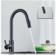 Solid Brass WELS Kitchen Mixer Tap Sink Pull-Out Faucet 360° Swivel Spout Black