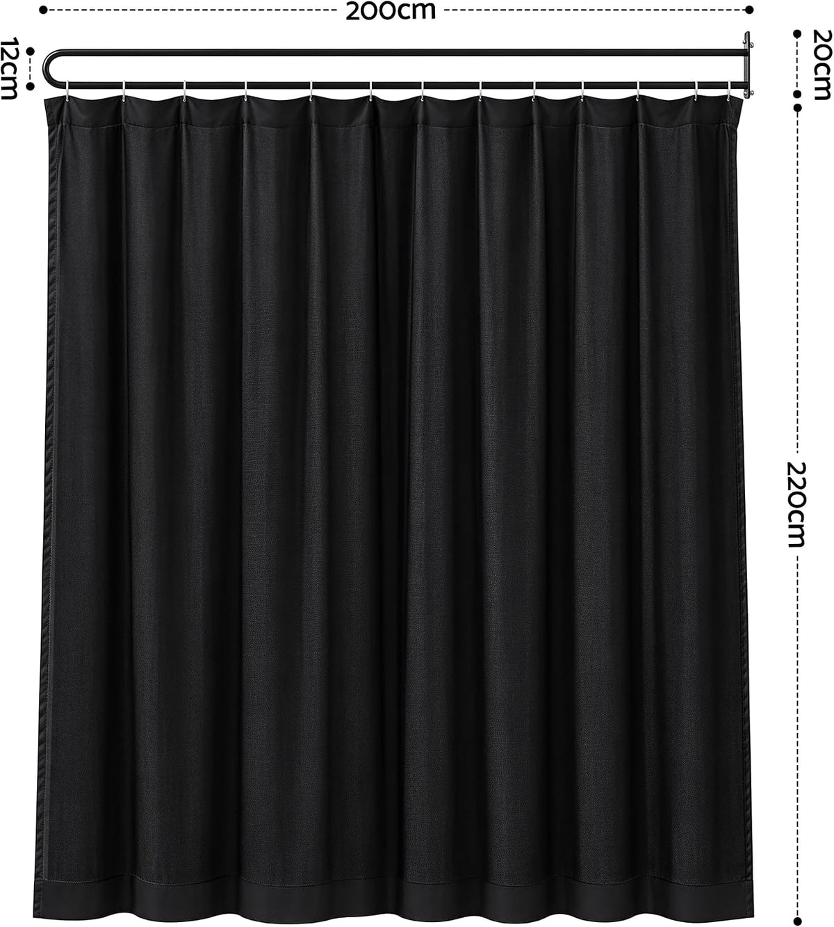 Wall-Mounted Room Divider Curtain with Metal Frame – Black