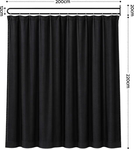 Wall-Mounted Room Divider Curtain with Metal Frame – Black