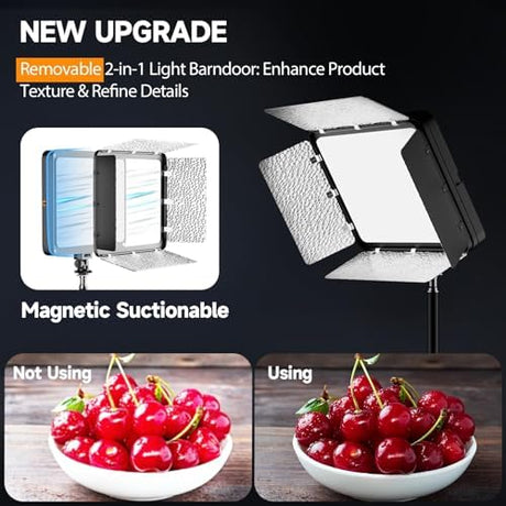 10 × 7.8 in Dimmable LED Studio Light with Tripod & Barndoors
