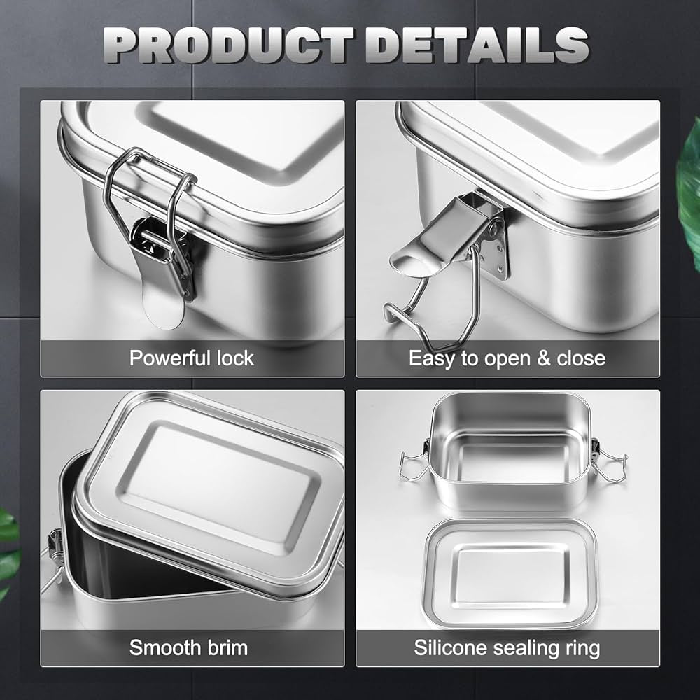 4-Piece 550 ml Stainless-Steel Bento Box Set