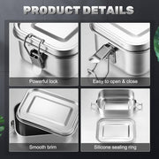 4-Piece 550 ml Stainless-Steel Bento Box Set