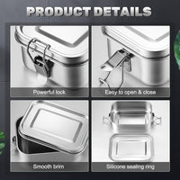 4-Piece 550 ml Stainless-Steel Bento Box Set