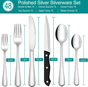 48-Piece Mirror-Polished Stainless Steel Cutlery Set for 8