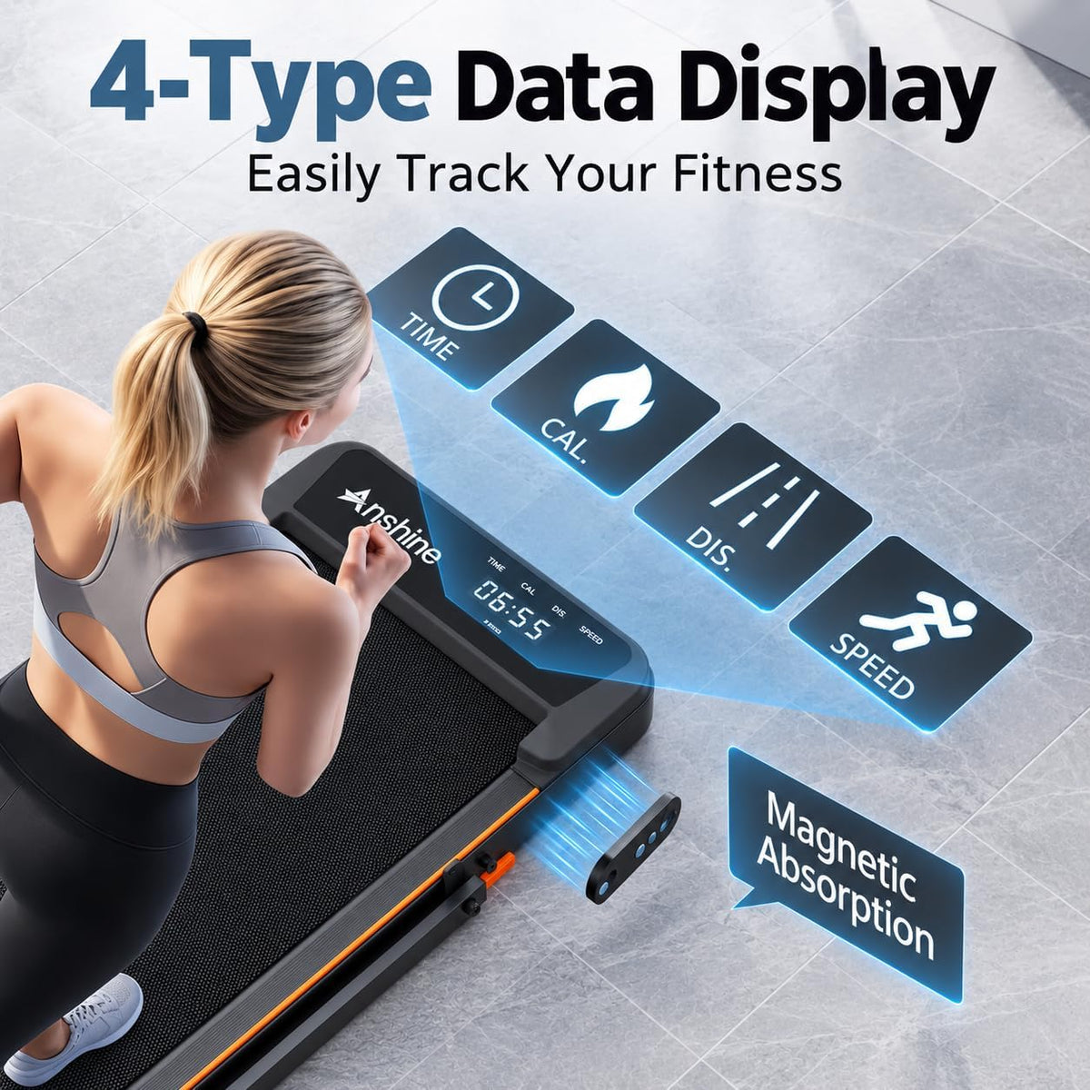 3-in-1 Foldable Walking Pad Treadmill with 8% Incline & Handrail