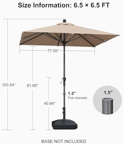 2.1 × 2.1 m UPF 50+ Tilt Patio Umbrella – Taupe