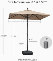 2.1 × 2.1 m UPF 50+ Tilt Patio Umbrella – Taupe