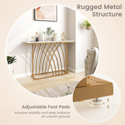 120 cm Gold & White Faux-Marble Console Table