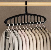 Rotating 11-Hole Folding Wardrobe Hanger – Black or White