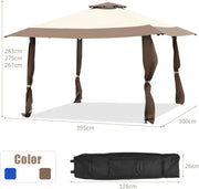 393 cm Double-Tier Pop-Up Gazebo with Adjustable Height