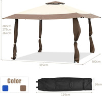 393 cm Double-Tier Pop-Up Gazebo with Adjustable Height