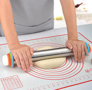 Adjustable Stainless-Steel Rolling Pin & Baking-Mat Set