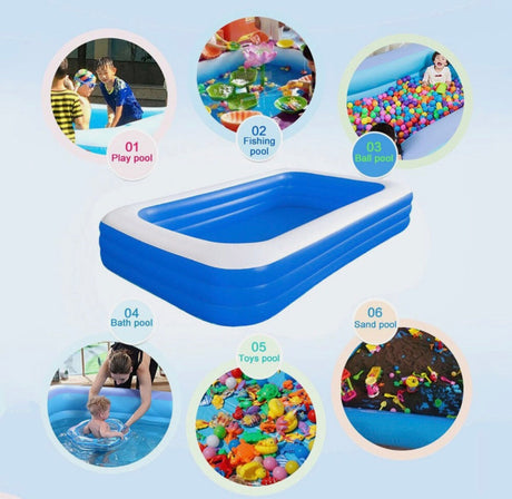 Children Kids Adult Inflatable Swimming Pool 3-Layer Family Above Ground Pool AU
