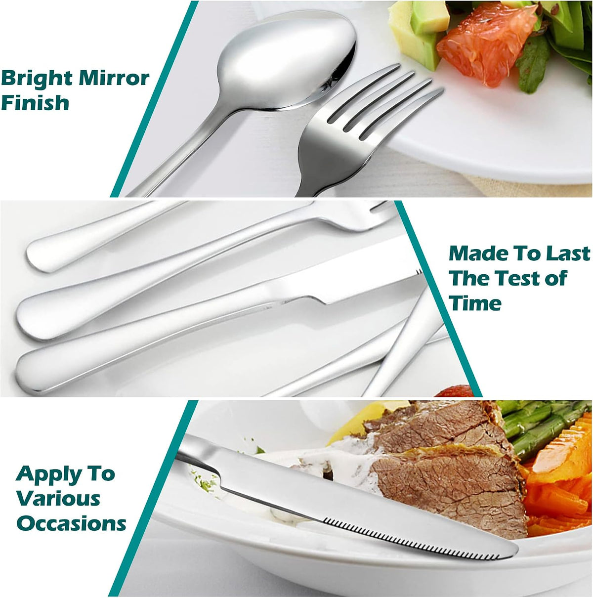48-Piece Mirror-Polished Stainless Steel Cutlery Set for 8