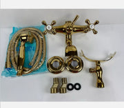 Gold Brass Bath Tap & Handheld Shower Set