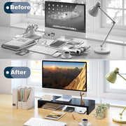20-Inch Black Monitor Riser with Keyboard Storage