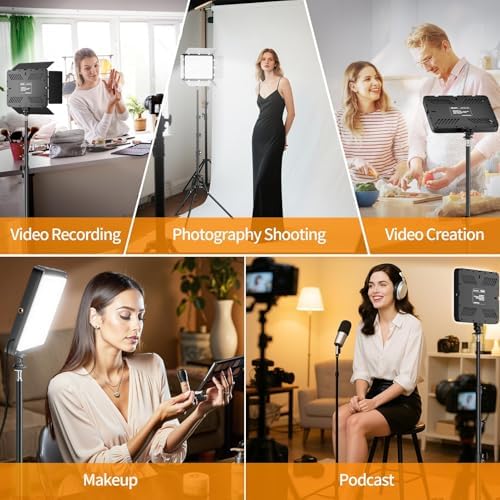 10 × 7.8 in Dimmable LED Studio Light with Tripod & Barndoors