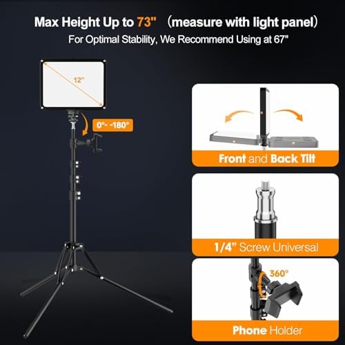 10 × 7.8 in Dimmable LED Studio Light with Tripod & Barndoors