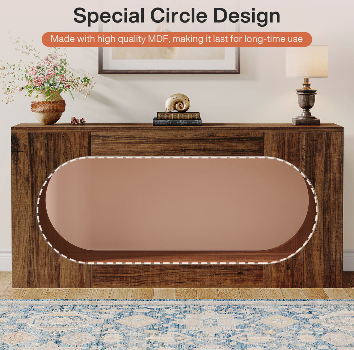Rustic-Brown Wood Console Table