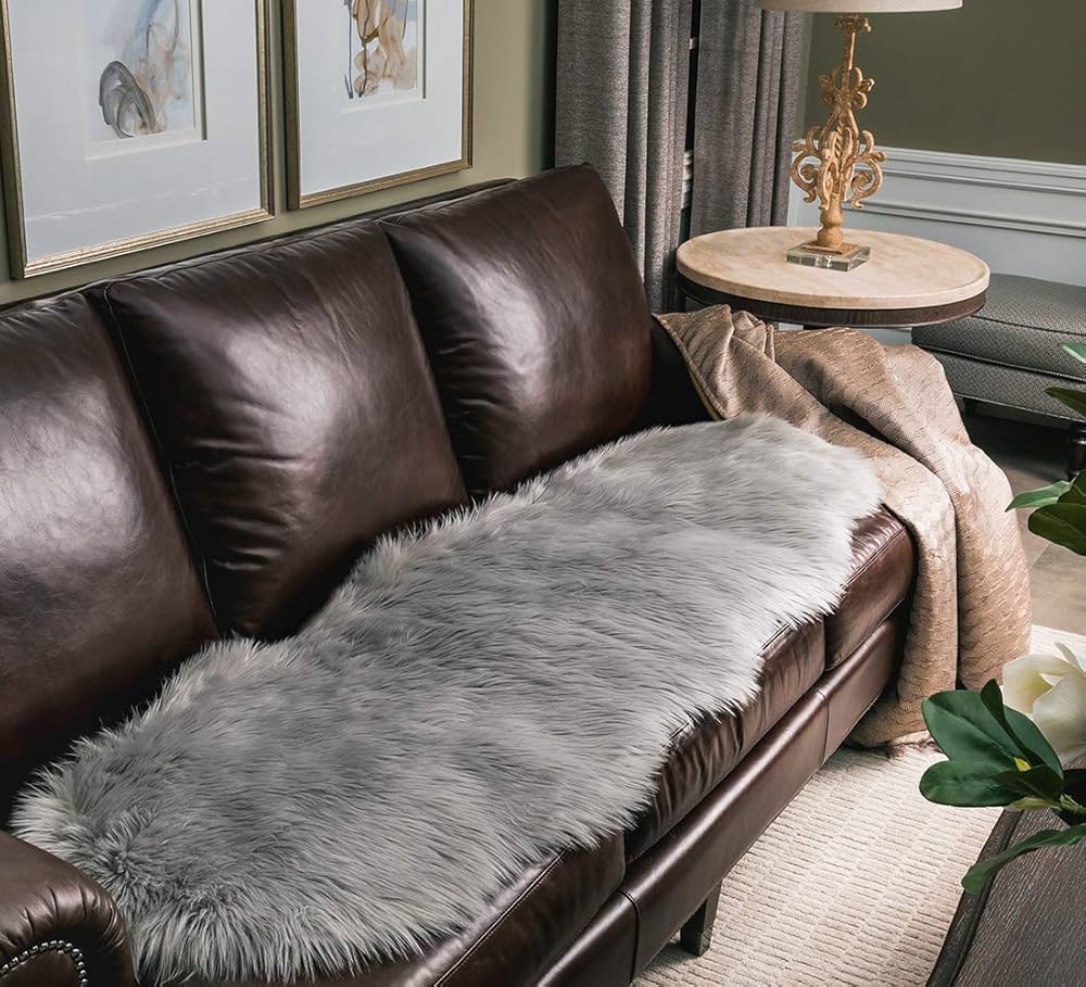 60 × 180 cm Pink Faux-Sheepskin Fur Runner