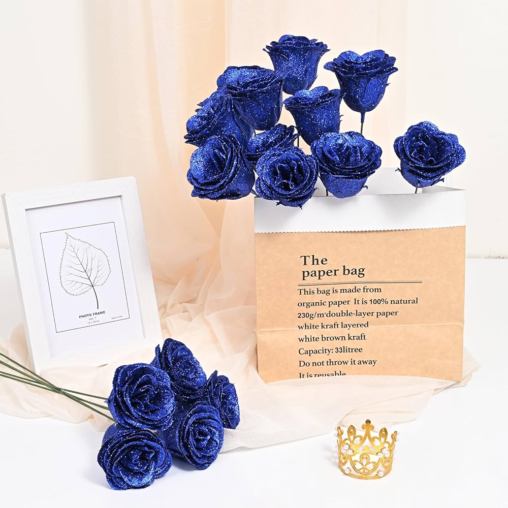 DIY Glitter Rose Bouquet Kit – 24 Artificial Roses