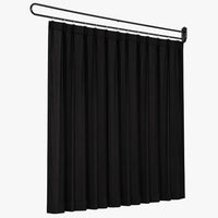 Wall-Mounted Room Divider Curtain with Metal Frame – Black