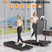 3-in-1 Foldable Walking Pad Treadmill with 8% Incline & Handrail