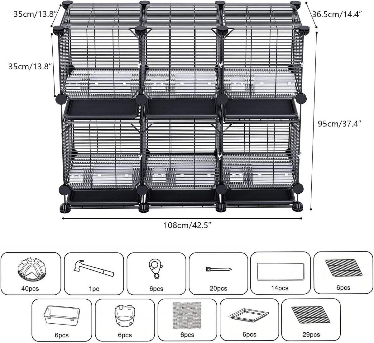 2-Level Metal Chicken & Small Animal Cage – 108 cm
