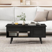 Lift-Top Coffee Table with Hidden Cabinet & Open Shelf