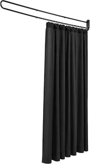 Wall-Mounted Room Divider Curtain with Metal Frame – Black