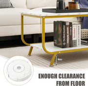 2-Tier Faux-Marble Coffee Table with Metal Frame