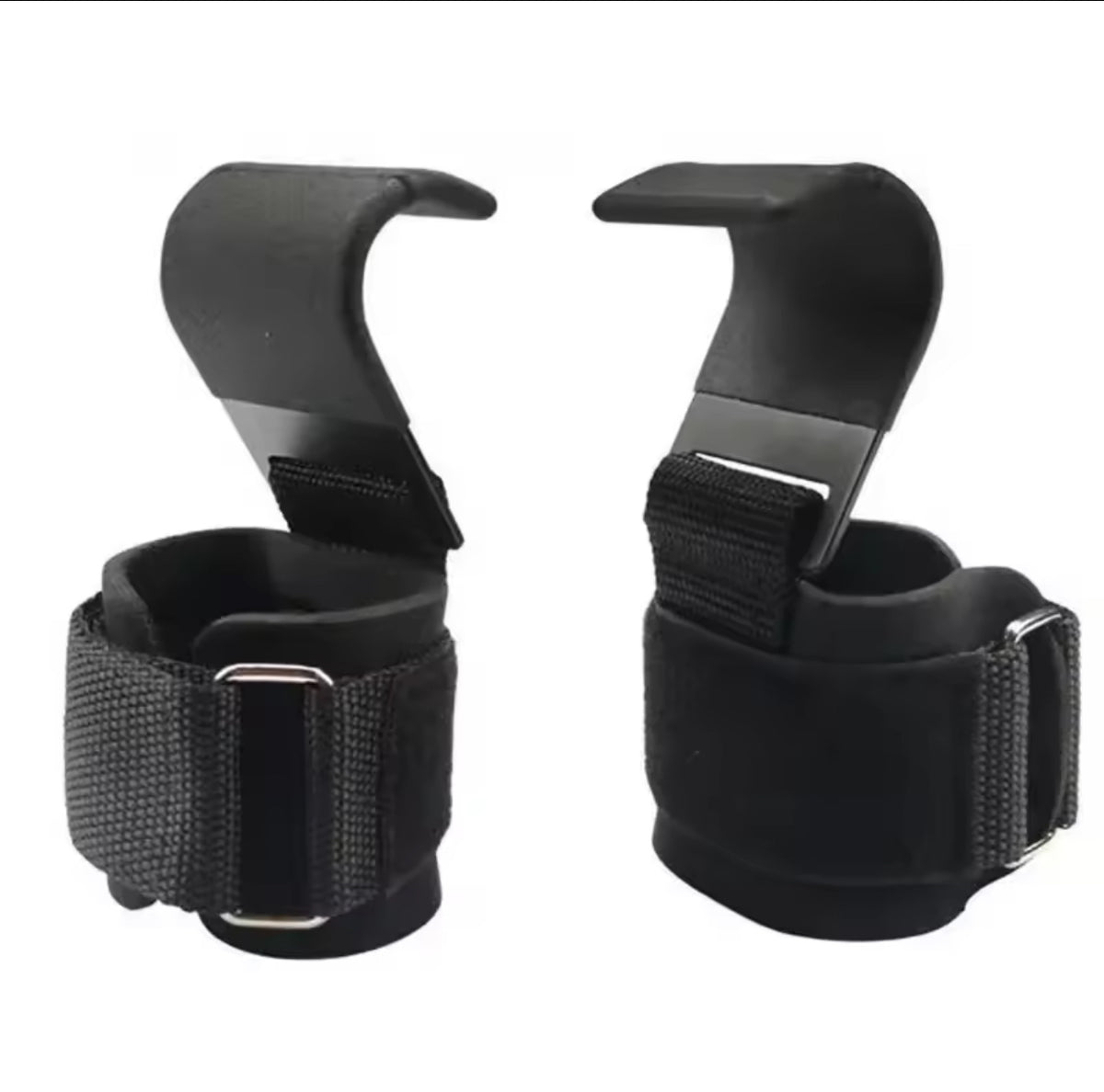 Weight-Lifting Hook Grips with Wrist Wraps