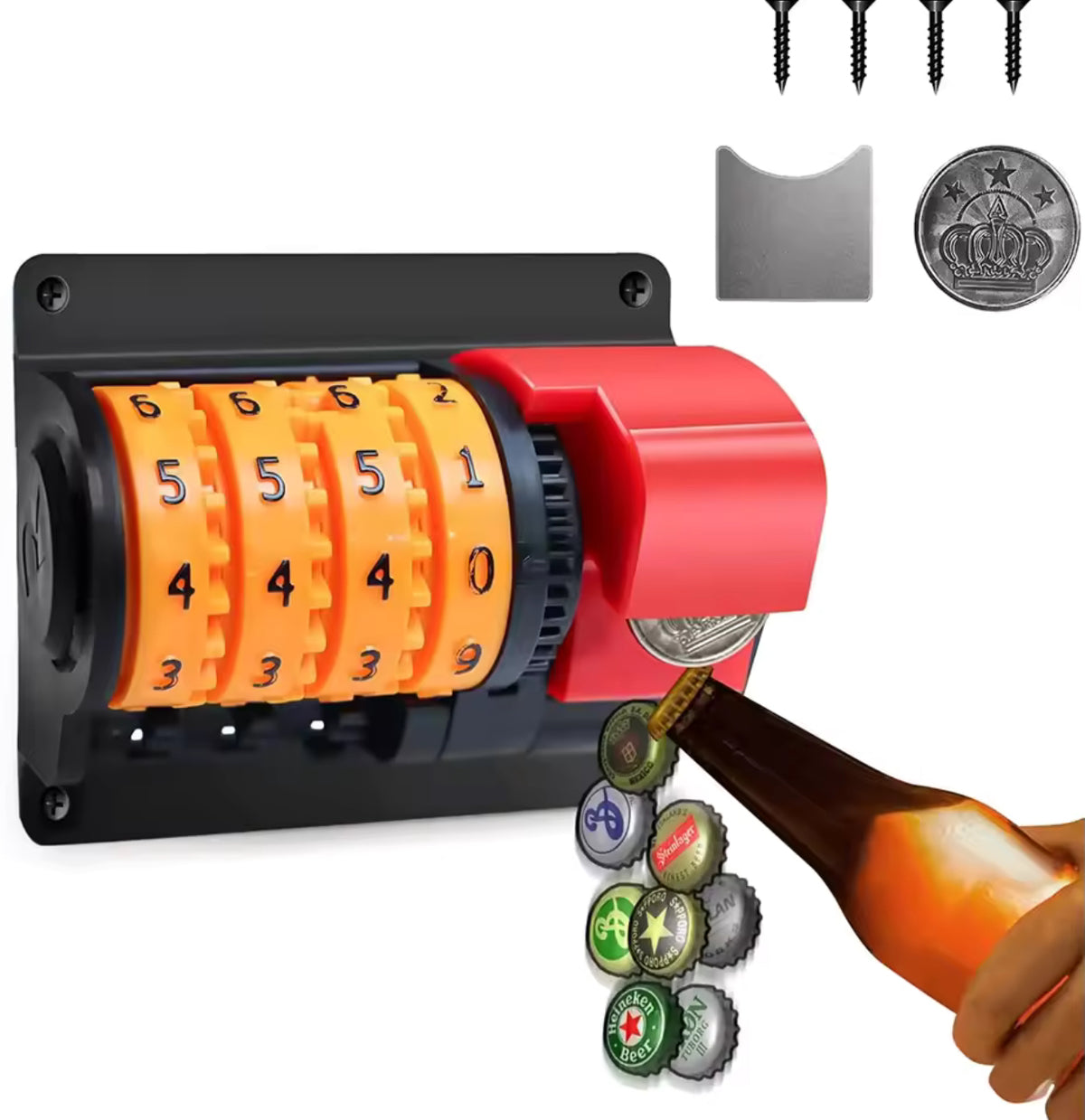 Wall-Mounted Bottle Opener with Cap Counter